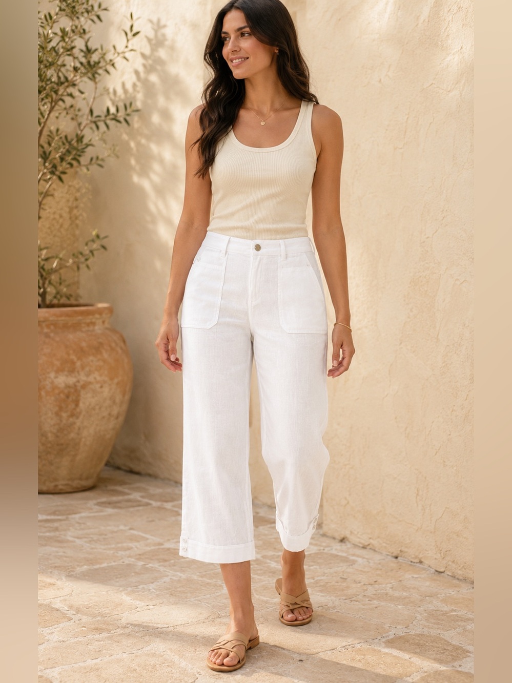 Tommy Bahama White Cropped Resort Pants Size 12 Coastal Vacation